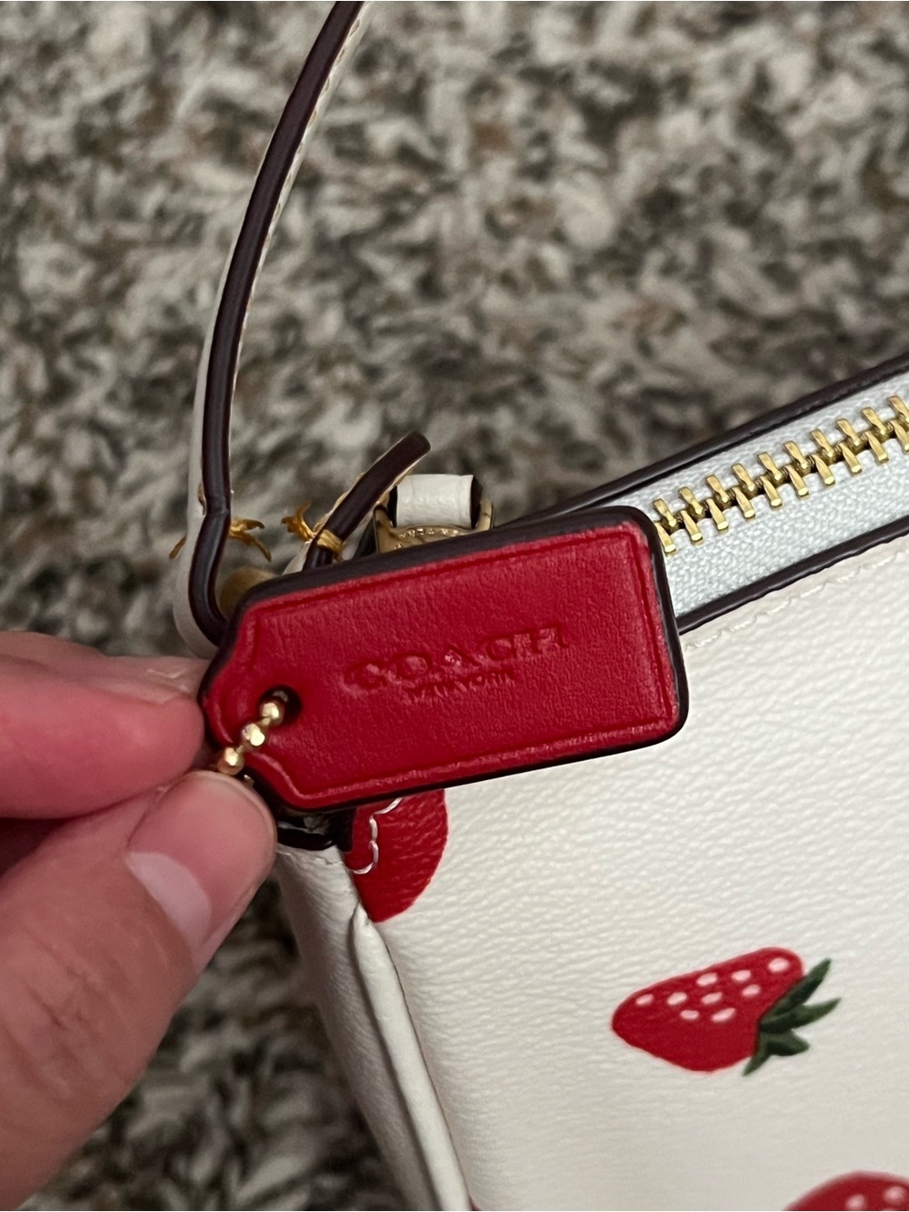 Coach Bag with Red Strawberry Print - Picture 5 of 7